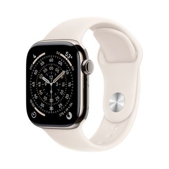 Apple Watch Series 11, 42 mm, Nalural Titanium GPS+Cellular, Starlight Sport Band M/L